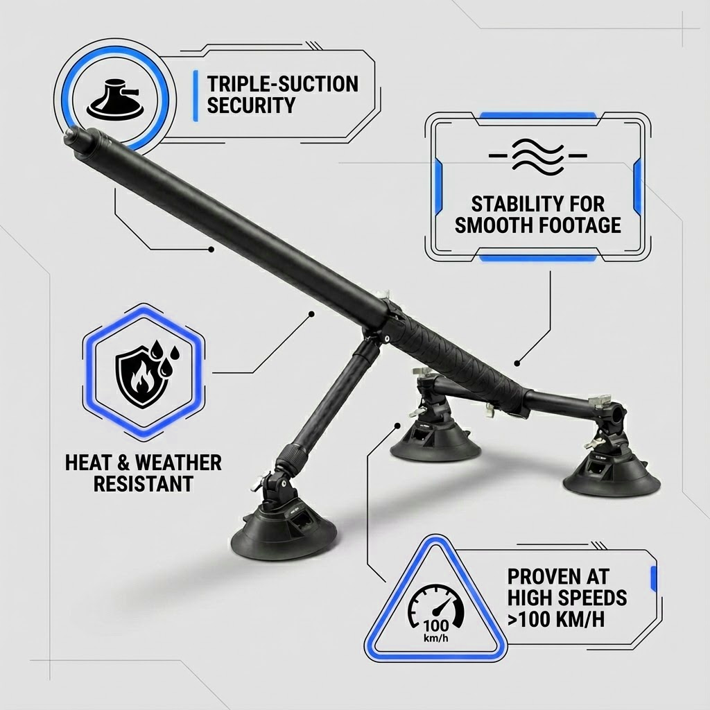 Exterior Triple Suction Cup Vehicle Rig