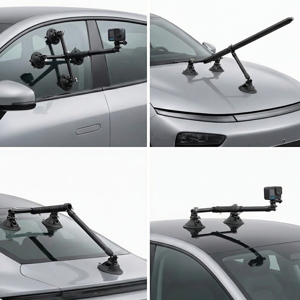 Exterior Triple Suction Cup Vehicle Rig